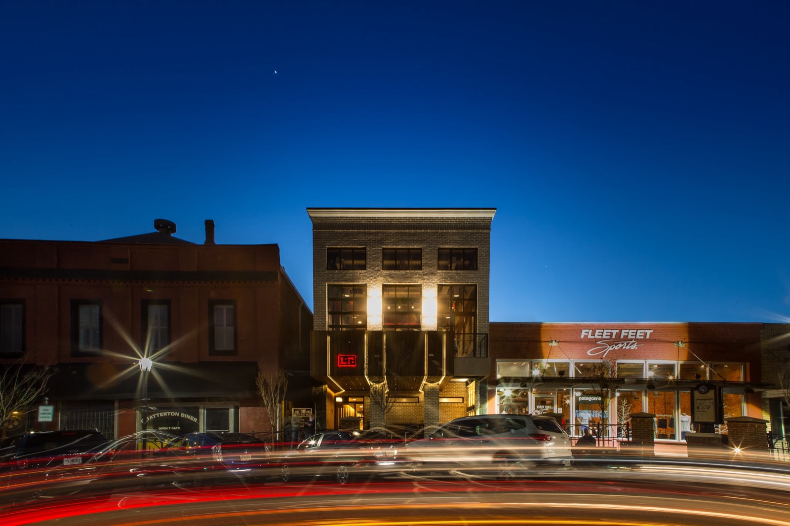 Local Republic at dusk on Perry Street, downtown Lawrenceville